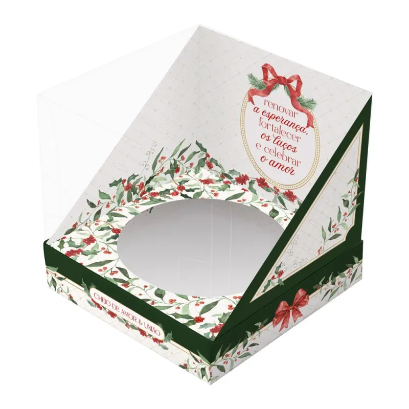 Caixa Display Mini Panetone - Laços de Natal c/ 10 Un