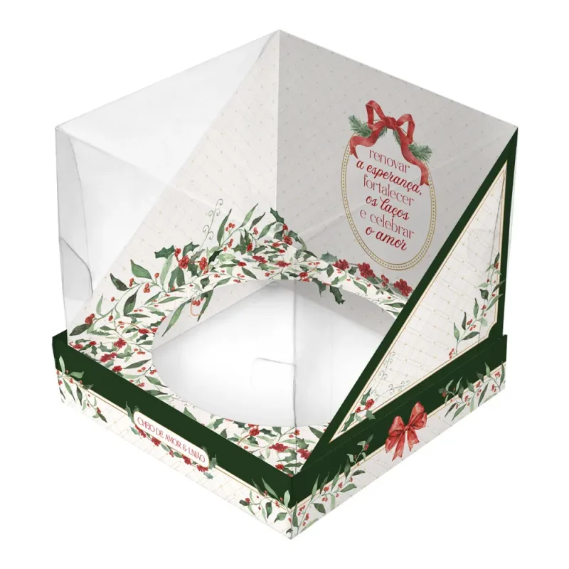Caixa Display Panetone 500g - Laços de Natal c/ 10 Un