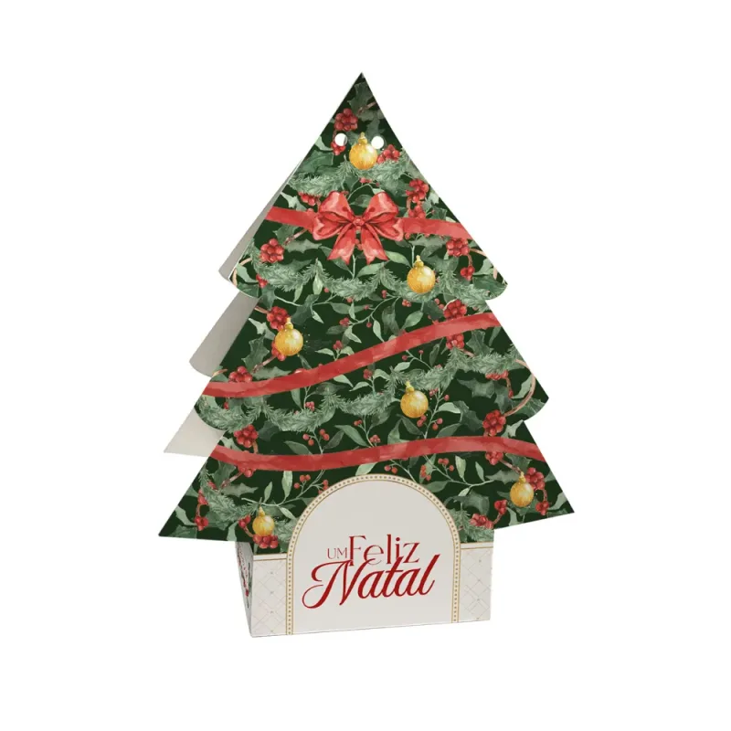 Suporte Árvore para Mini Panetone - Laços de Natal c/ 10 Un