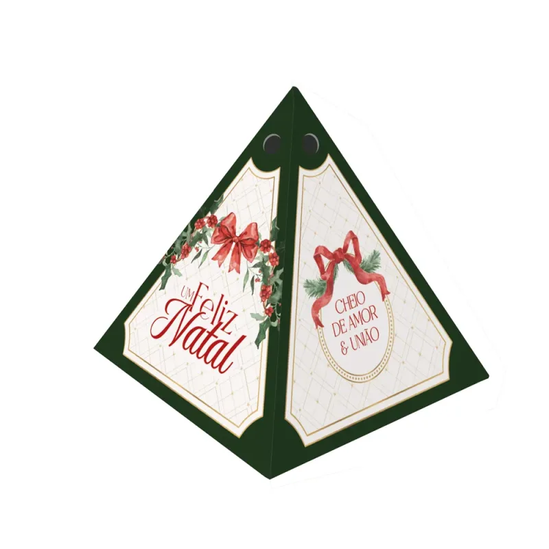 Caixa Pirâmide - Laços de Natal c/ 10 Un