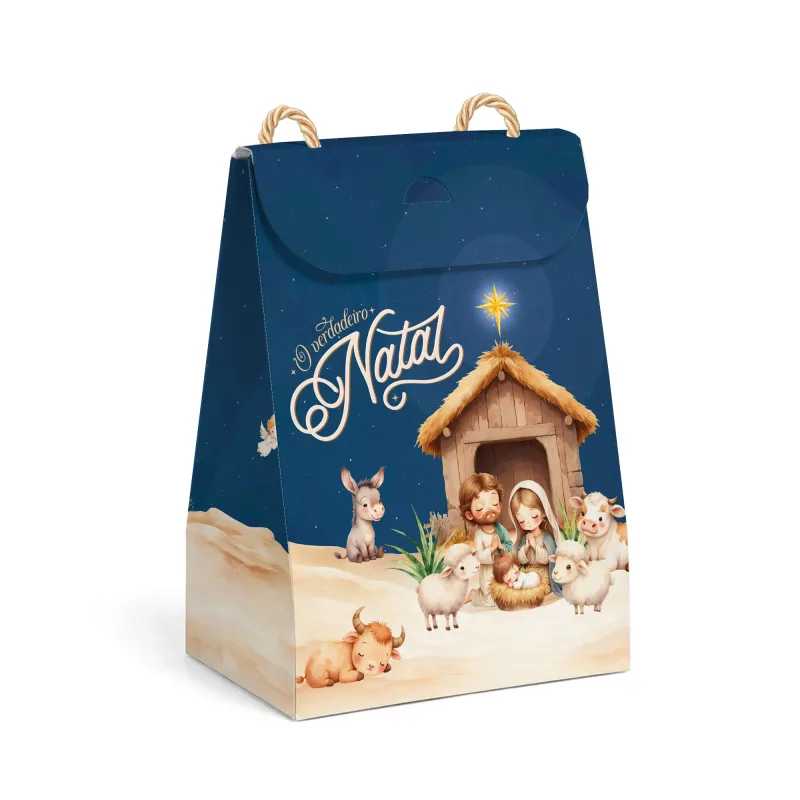 Sacola de Papel Presente - O Verdadeiro Natal c/ 10 Un