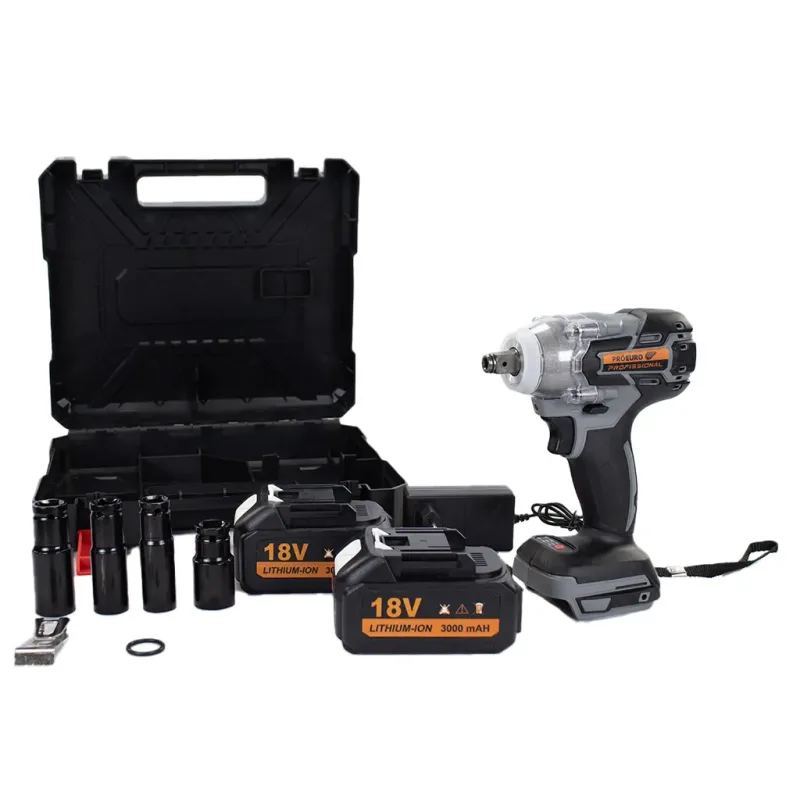 Chave de Impacto Profissional 18V Brushless a Bateria Pró Euro com 2 Baterias, Soquetes e Maleta