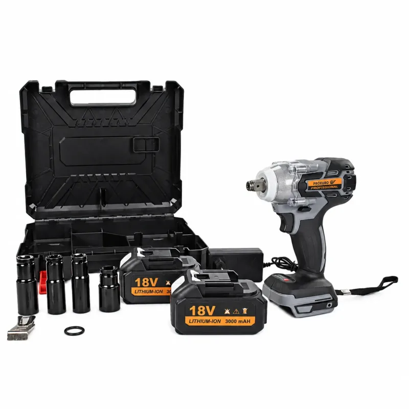 Chave de Impacto Brushless 18V com 2 Baterias Soquetes Maleta Remanufaturada Pró Euro