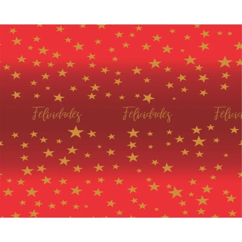 Papel Presente Bobina Couche 60CM.MOD.217 Estrelas Vermelho BO-100MTS