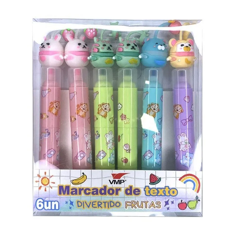 Marca Texto Divertido Com 3 Pontas 6 Unidades Vmp