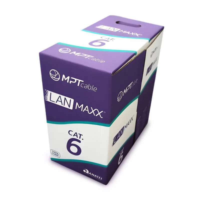 Cabo de Rede U-UTP Cat6 23AWGX4P 305M CMX Cinza para Gigabit Ethernet MPT Condutores