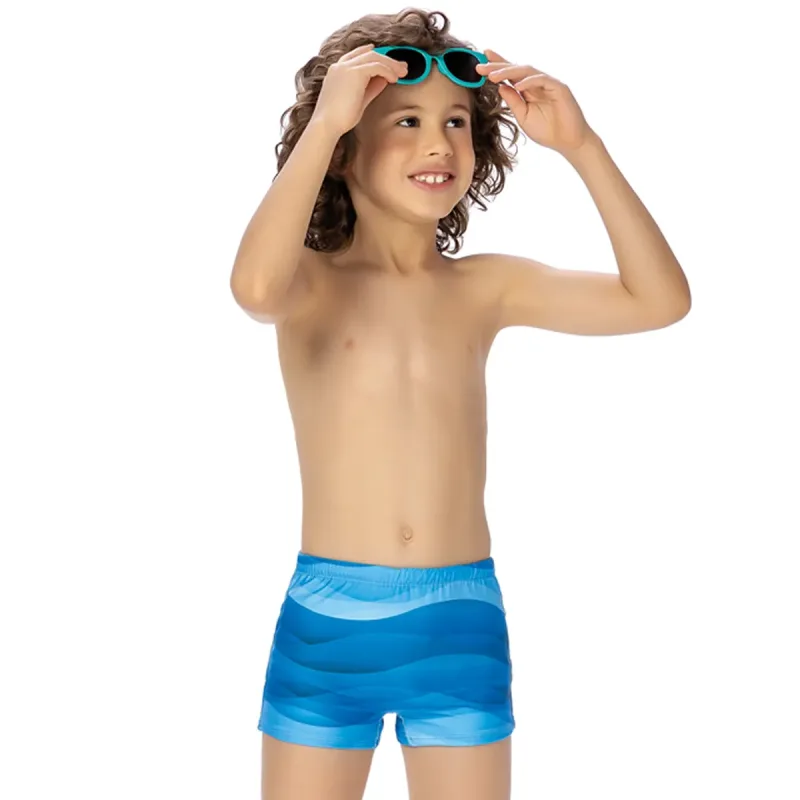 Sunga Short Infantil Boxer Tchibum Ondas Azul Royal Kamylus