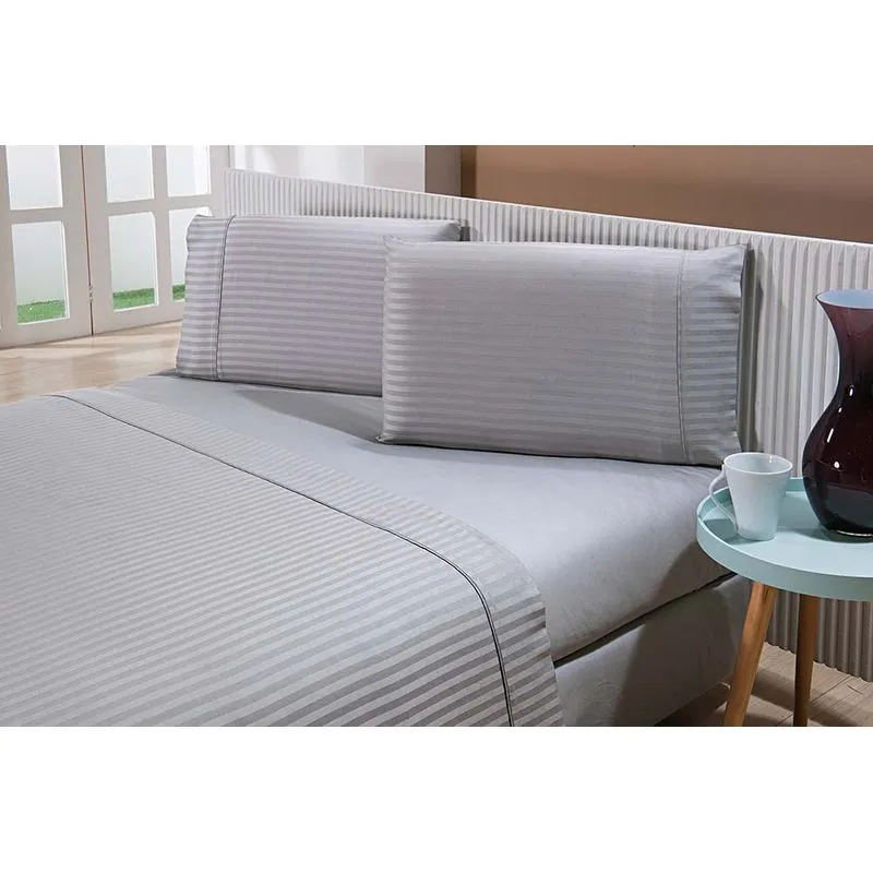 Jogo Cama Stripe 300 F Queen Prateado/unico