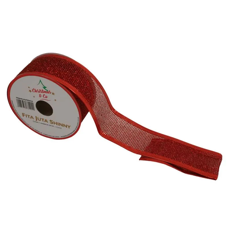 Fita Juta Shinny 3,8cm X 9,14m Vermelho/unico