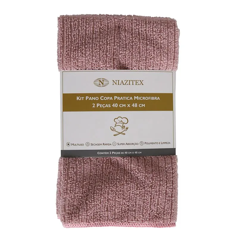 Kit 2 Pcs Pano Copa Pratica Microfibra 40x48 Rose