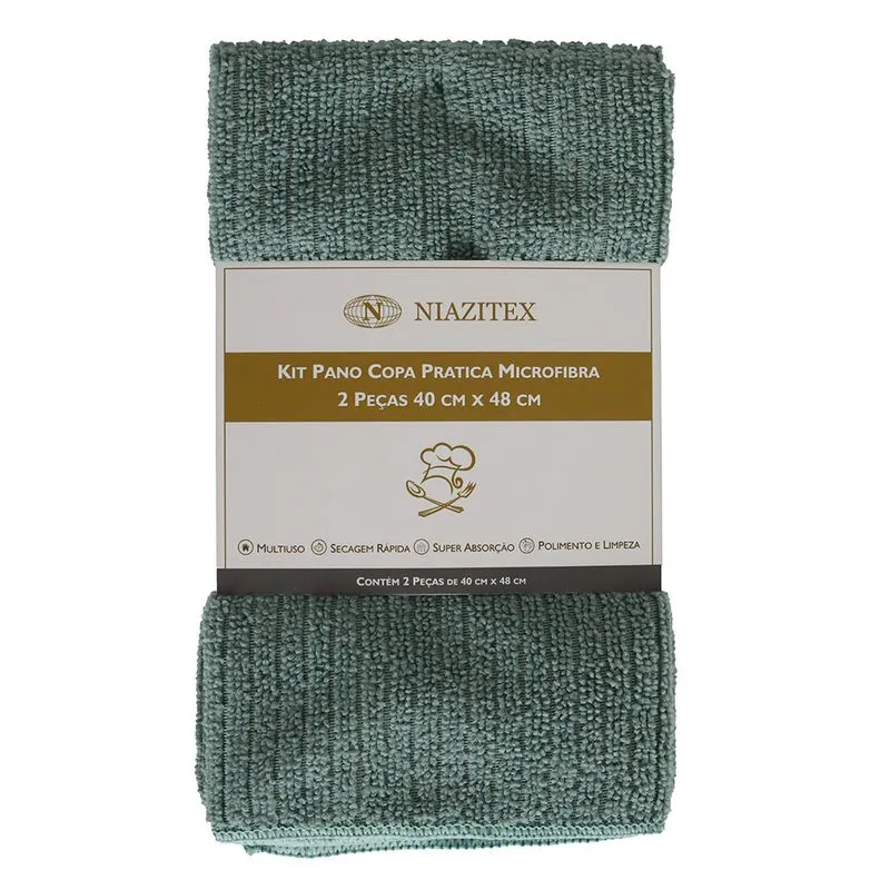 Kit 2 Pcs Pano Copa Pratica Microfibra 40x48 Verde