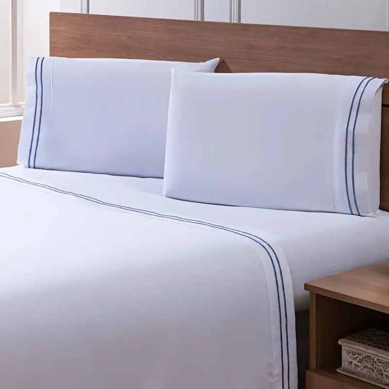 Jogo de Cama Percal Soft 300 Basics Queen Azul Denim/unico