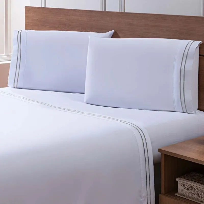 Jogo de Cama Percal Soft 300 Basics King Prata/unico