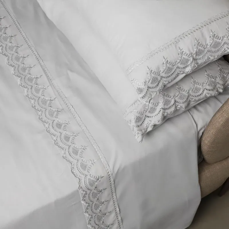 Jogo de Cama Percal Soft 300 Rendado King Branco