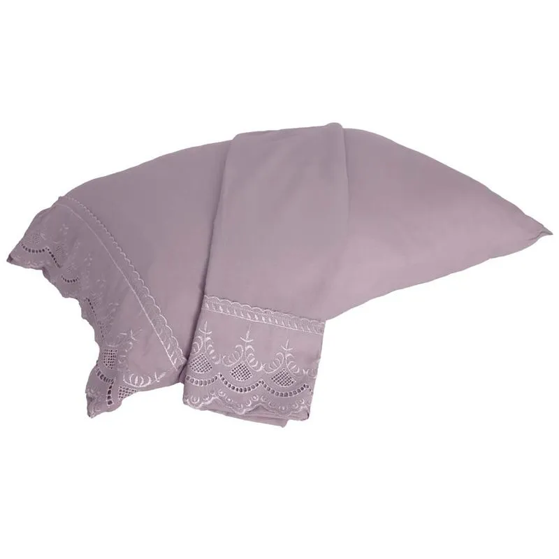 Fronha Percal Soft 300 Rendado 2 Pecas Rose