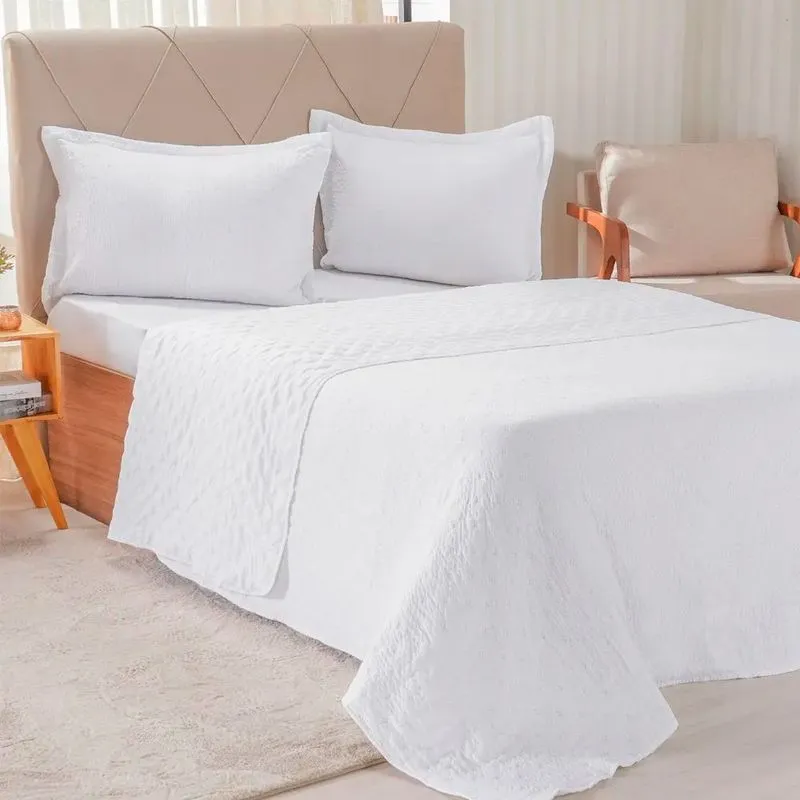 Colcha Plisse 1,60 X 2,40 Solteiro Branco