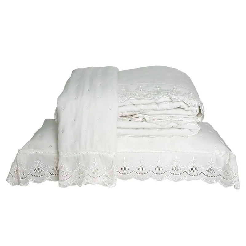 Colcha Percal Soft 300 Rendada Solteiro Branco