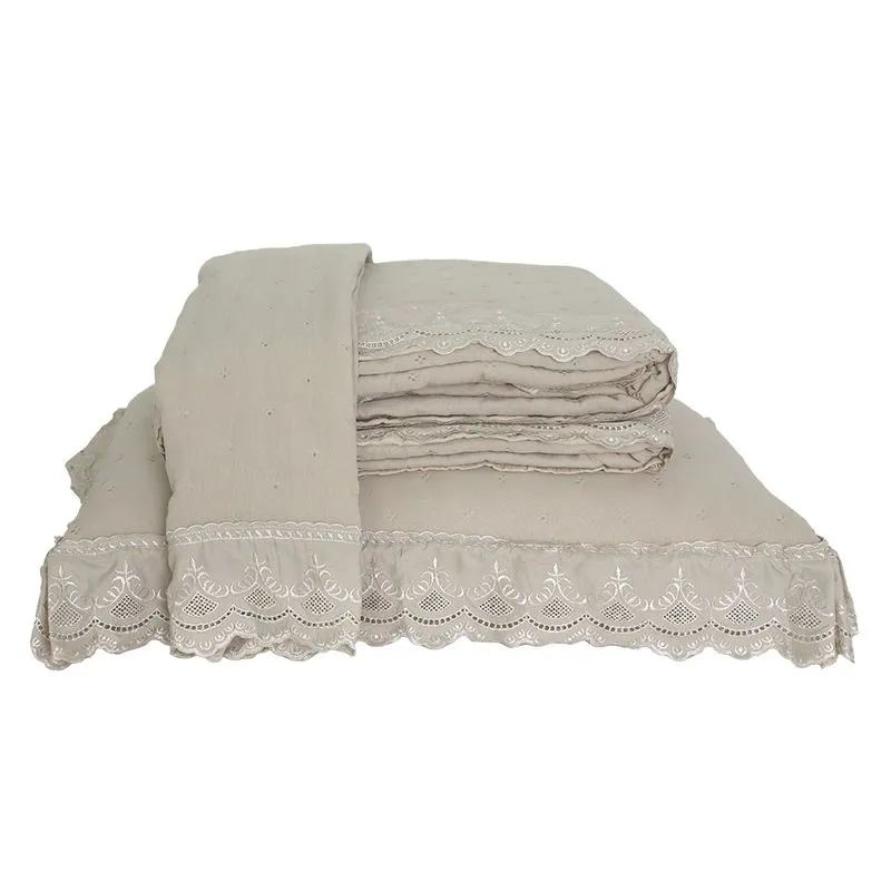 Colcha Percal Soft 300 Rendada Solteiro Manteiga