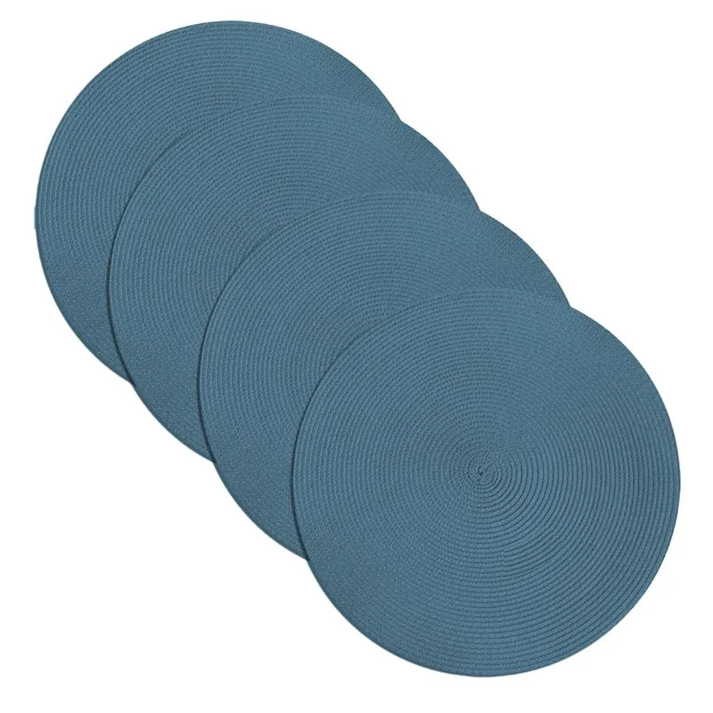 Jogo Americano Pvc Manaus 38cm Redondo 4pcs Azul Petroleo