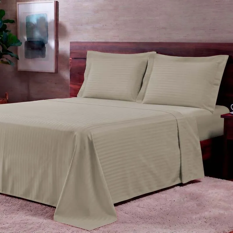 Jogo de Cama 300 Fios Basics Stripe Queen Cinza Claro