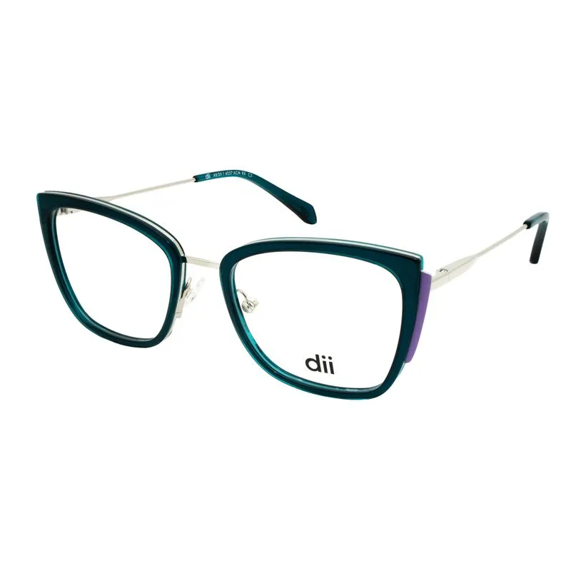 Armação para Óculos de Grau Feminino Dii Collection 1 4057 Azul Cristal com Lilás Armação para Óculos de Grau Feminino Dii Collection 1 4057 A