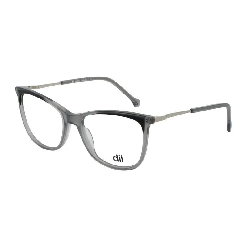 Armação para Óculos de Grau Feminino Dii Collection 4065 Cinza Cristal com Preto e Prata Armação para Óculos de Grau Feminino Dii Collection 4065 Cin