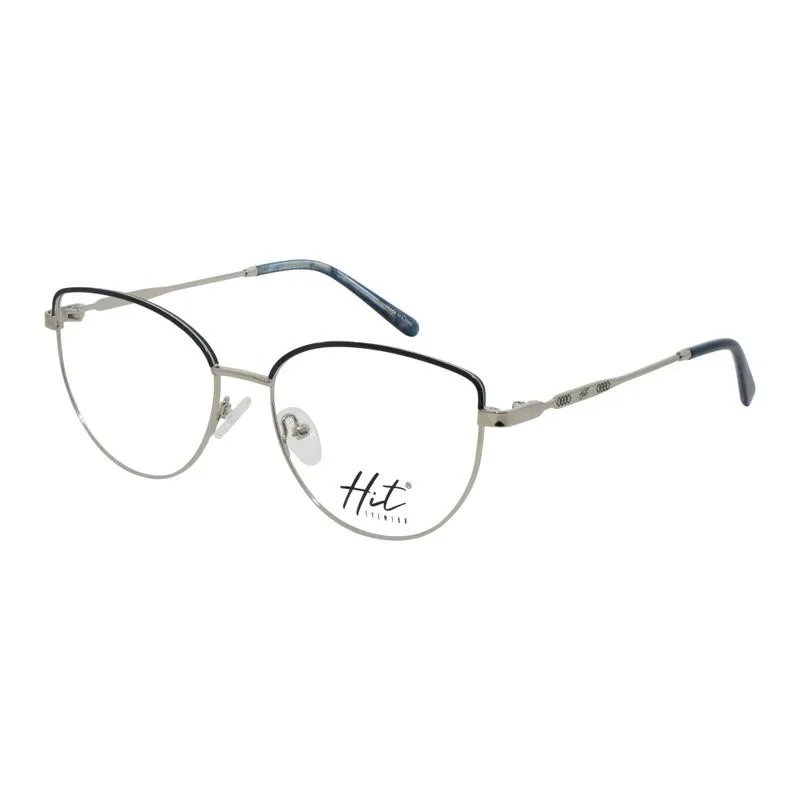 Armação para Óculos de Grau Feminino Hit 1 4122 Prata com Azul Armação para Óculos de Grau Feminino Hit 1 4122 Prata com A