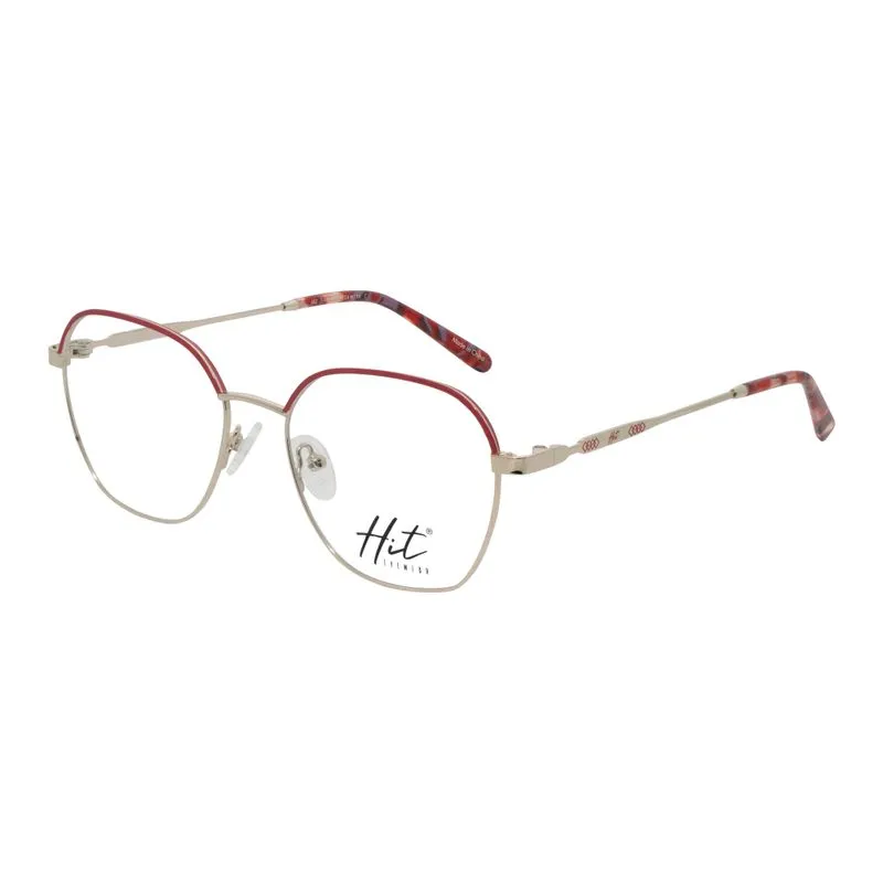 Armação para Óculos de Grau Feminino Hit 1 4124 Dourado com Vermelho