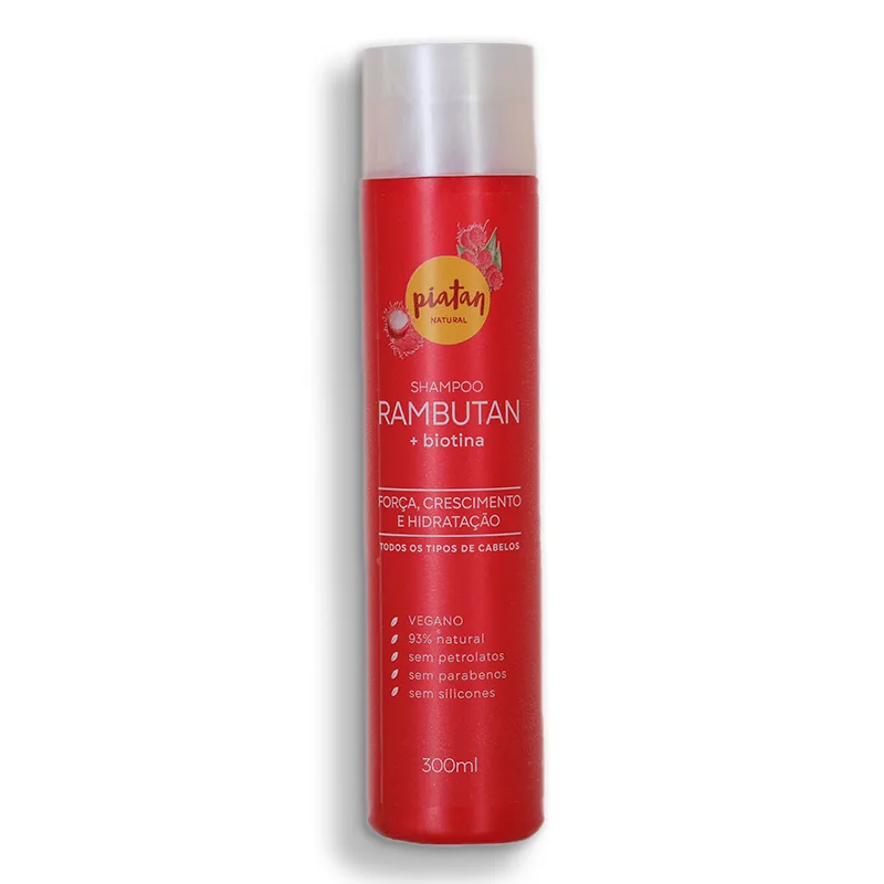 Shampoo de Rambutan com Biotina 300ml Piatan