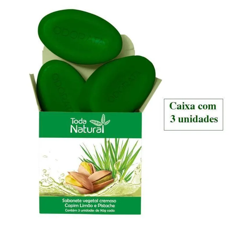 Sabonete Vegetal Capim Limão E Pistache 3 Unidades 90 G