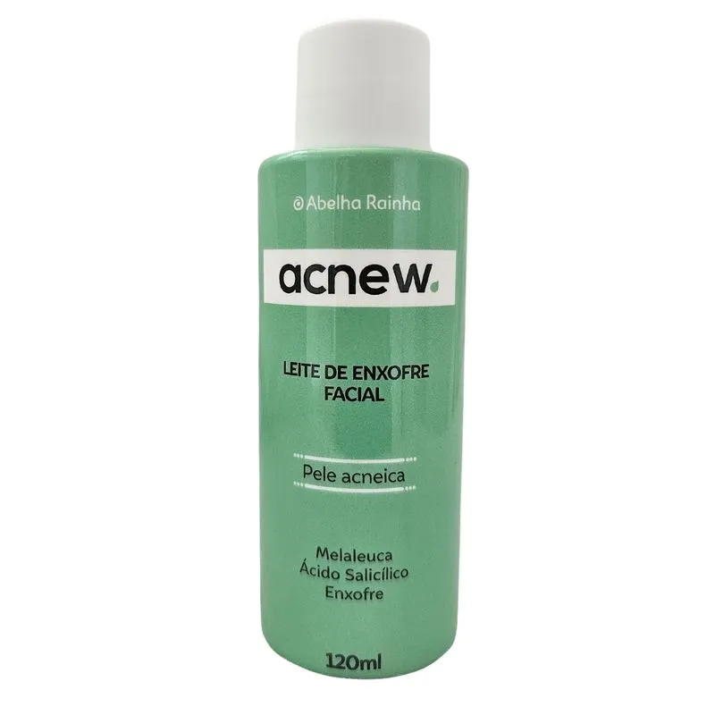 Leite de enxofre facial antiacne acnew abelha rainha 120ml