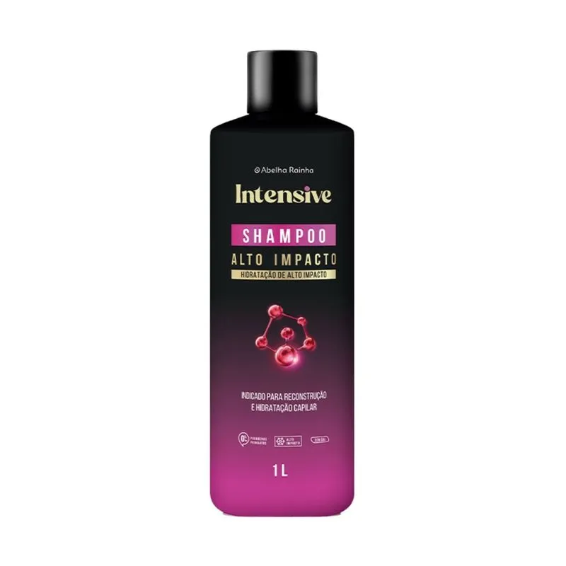 Shampoo Hidratação Alto Impacto Sem Sal 0% Parabenos Intensive Abelha Rainha 1L REF 4117