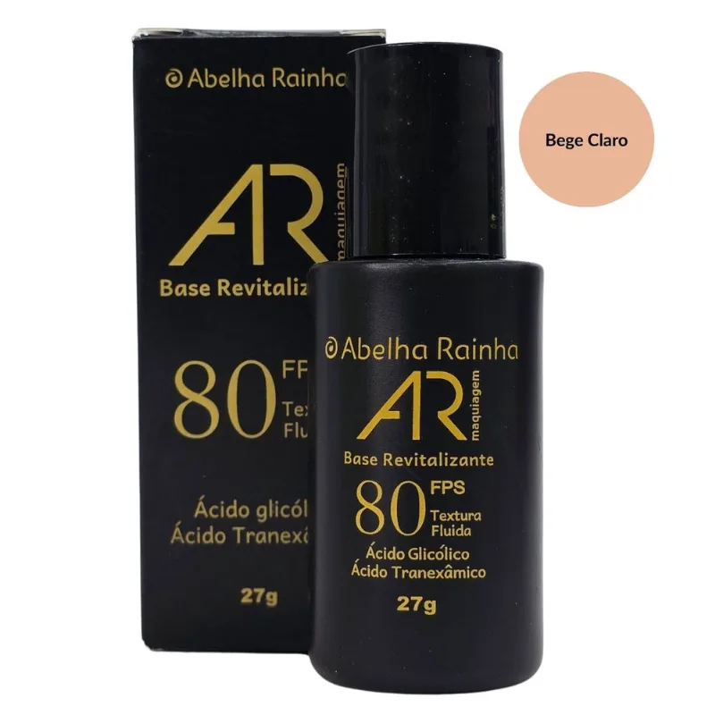 Base Revitalizante Abelha Rainha FPS 80 Com Ácido Tranexâmico E Glicólico - Bege Claro 27g