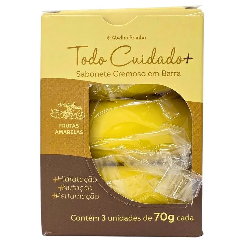 3 Sabonetes Barra Frutas Amarelas Todo Cuidado Mais Abelha Rainha 70g cada