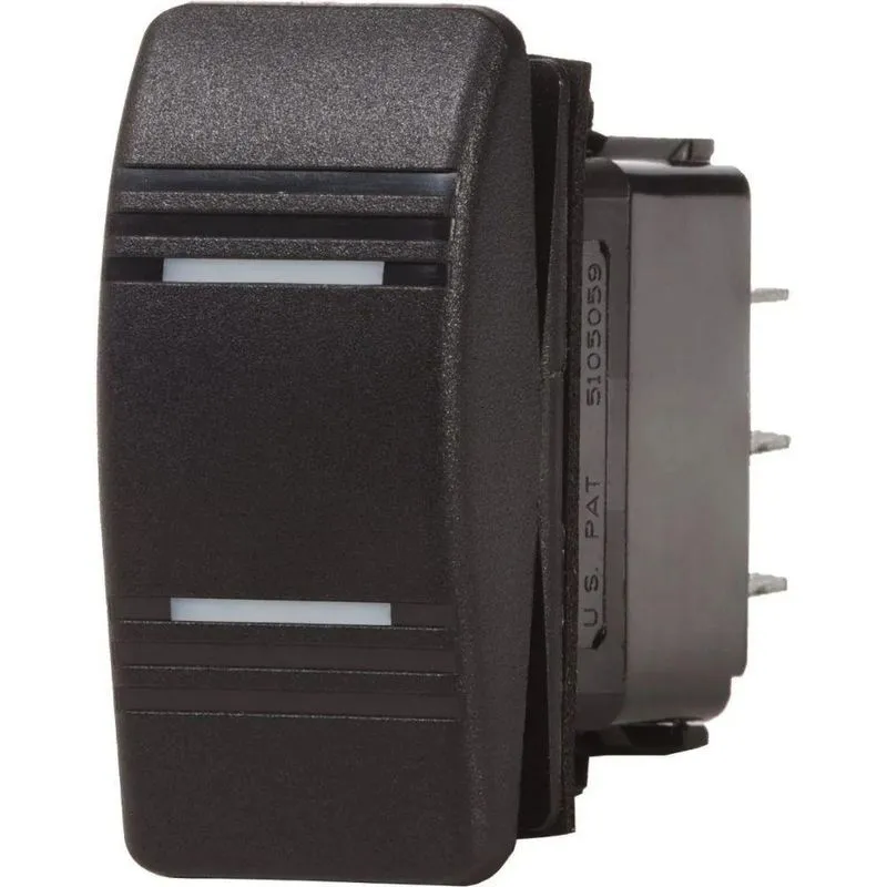Botão Interruptor Em Plástico Preto On-off-on 2 Leds Branco