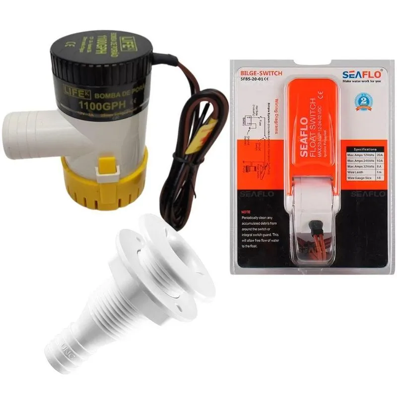 Bomba De Porão 1100 Gph 12v + Automático + Saída Seaflo