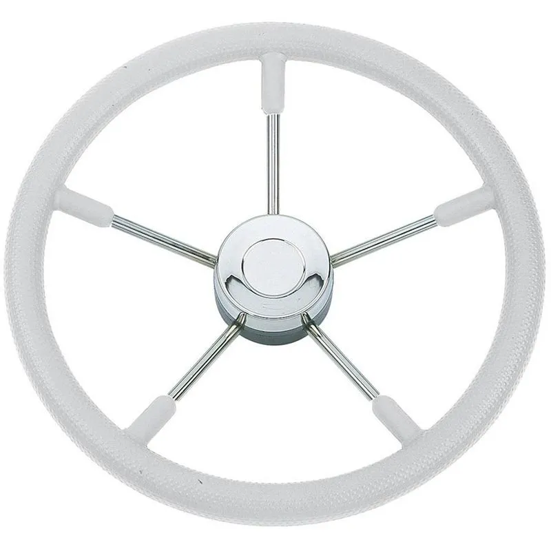 Volante Em Aço Inox E Poliuretano Branco 350mm T9g Italiano