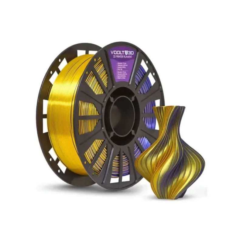 FILAMENTO PLA COLOR AMETISTA AZUL SAFIRA DOURADO V-SILK 1KG VOOLT IMPRESSORA 3D PROJETOS MODELOS