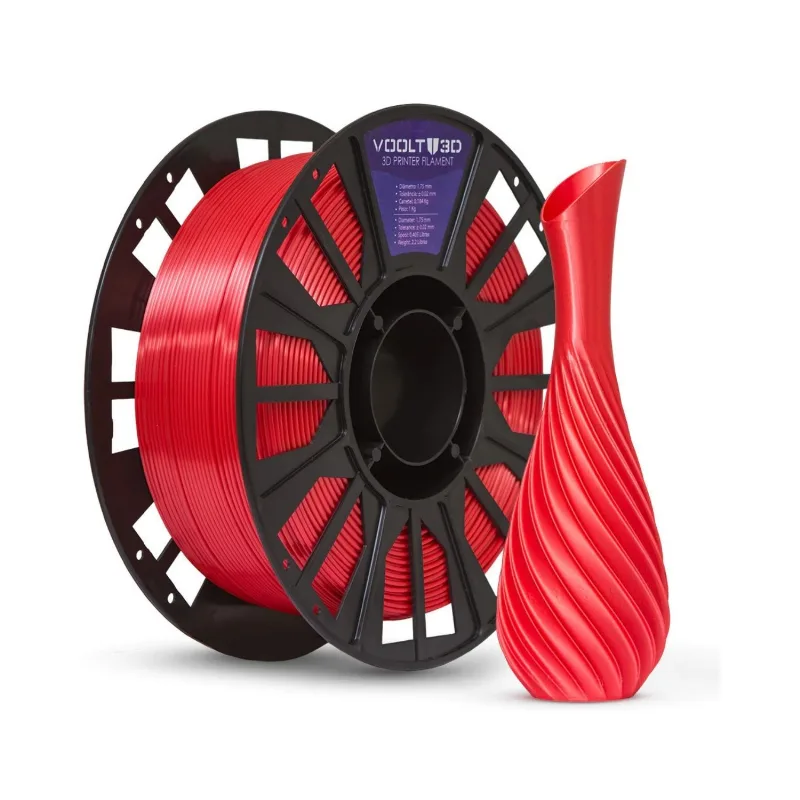 Filamento PLA Vermelho V-Silk High Speed Premium 1kg 1,75mm Colorido Voolt Impressora 3D Projetos