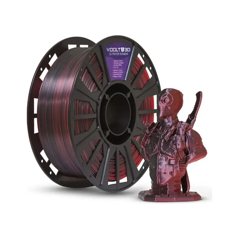 Filamento PLA Duo Color Shadow Vermelho e Preto V-Silk - 1kg