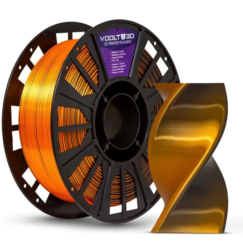 Filamento PLA Duo Color Shadow Laranja ePreto V-Silk - 1kg