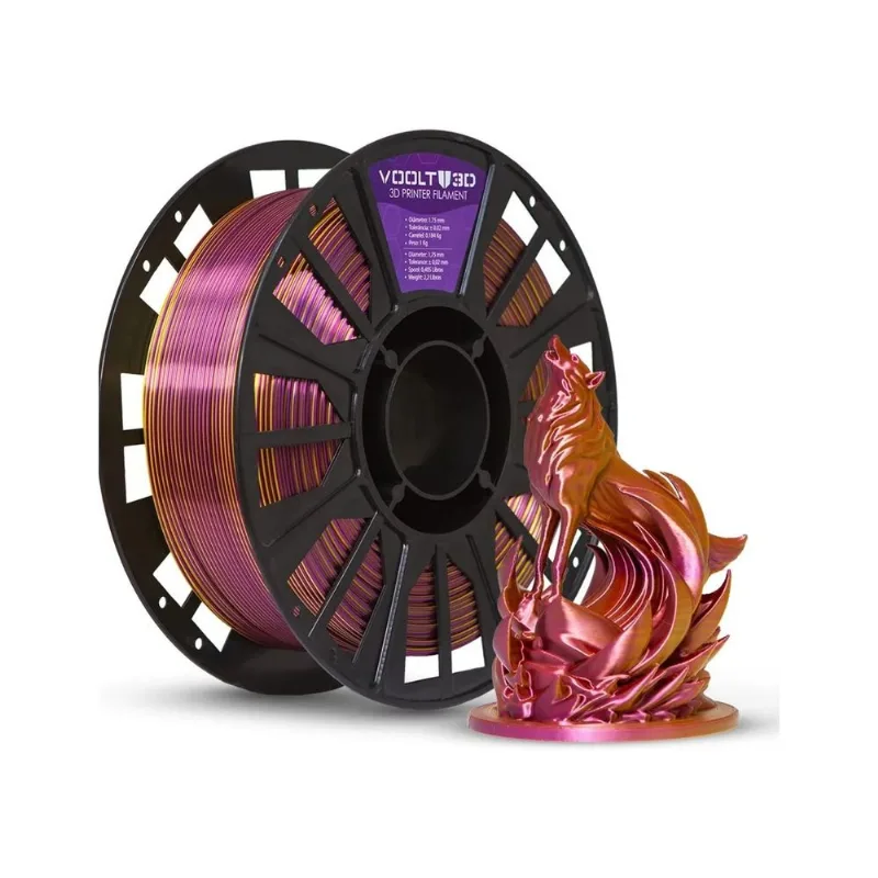 Filamento PLA Duo Color Shadow Dourado e Ametista V-Silk 1kg 1,75mm Voolt 3D Impressora Colorido