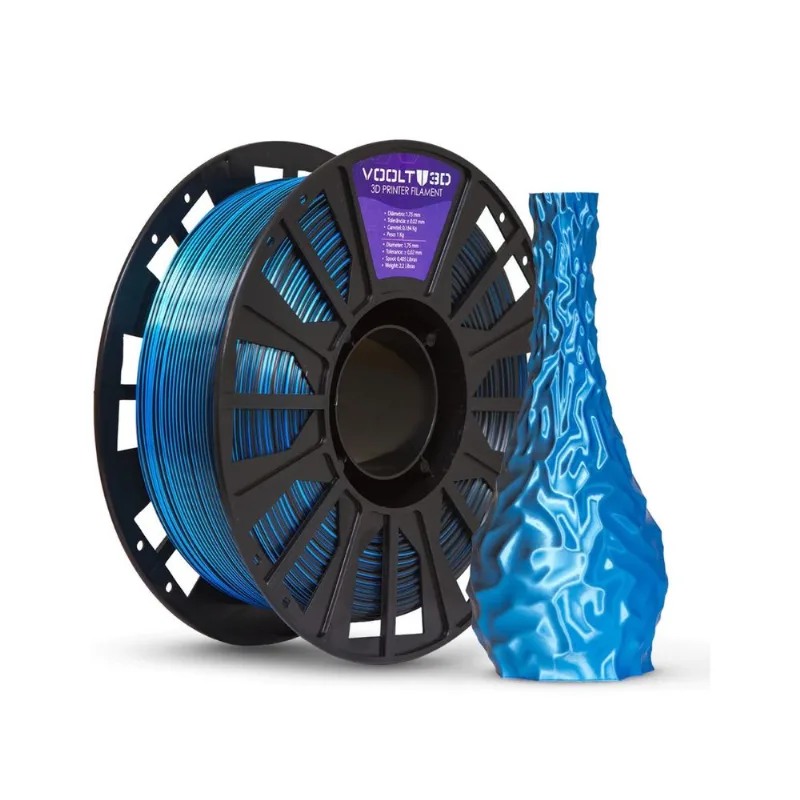Filamento PLA Duo Color Shadow Azul e Preto V Silk 1kg Impressora 3D Degradê Brilho Premium