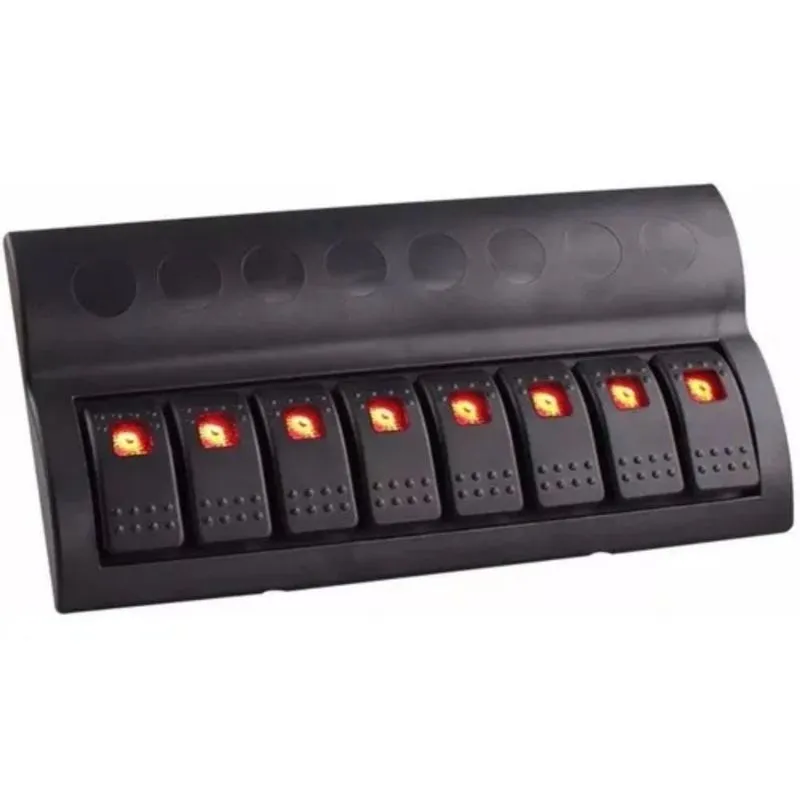 Painel Elétrico 8 Botões Preto Led Marinizado Universal