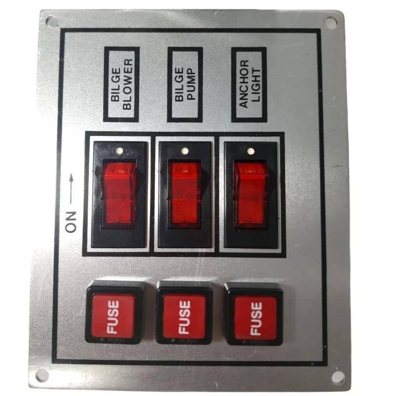 Painel Elétrico Em Alumínio 3 Botões Marinizado