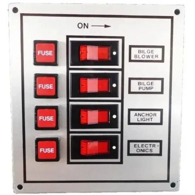 Painel Elétrico Em Alumínio 4 Botões 12v Marínizado