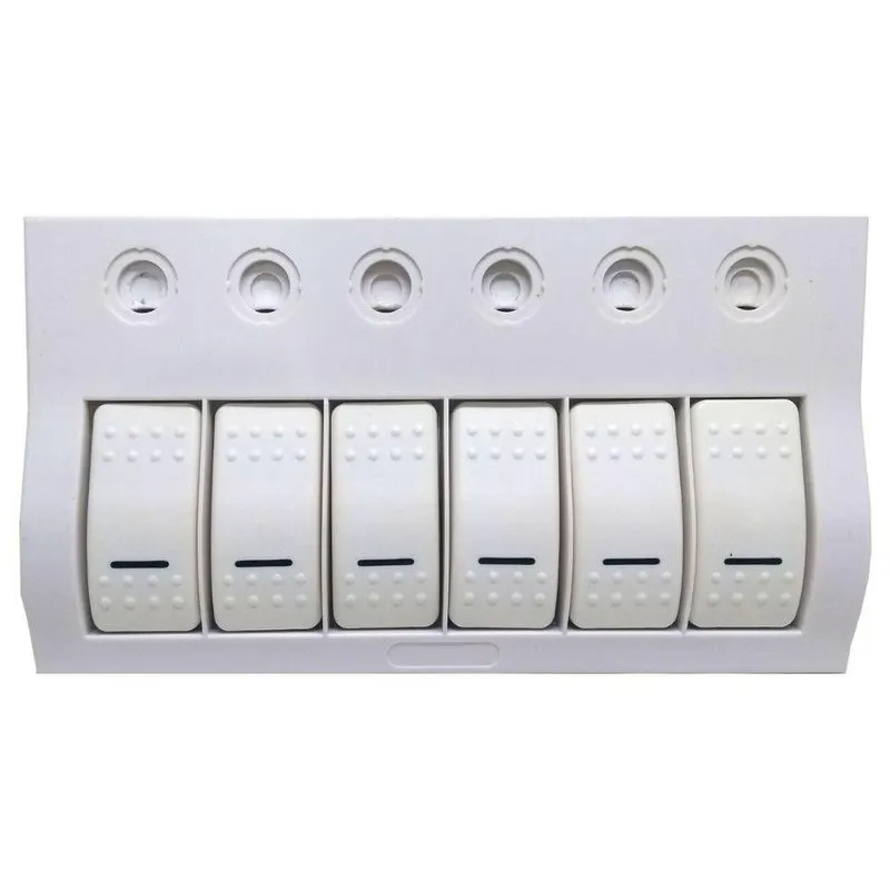 Painel Elétrico Em Plástico Branco 6 Botões Led Verde