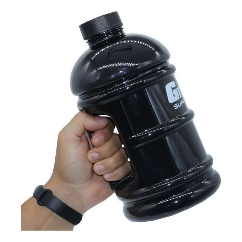 3x Garrafa Galao De Agua Preto 2 Litros Academia Treino Grow