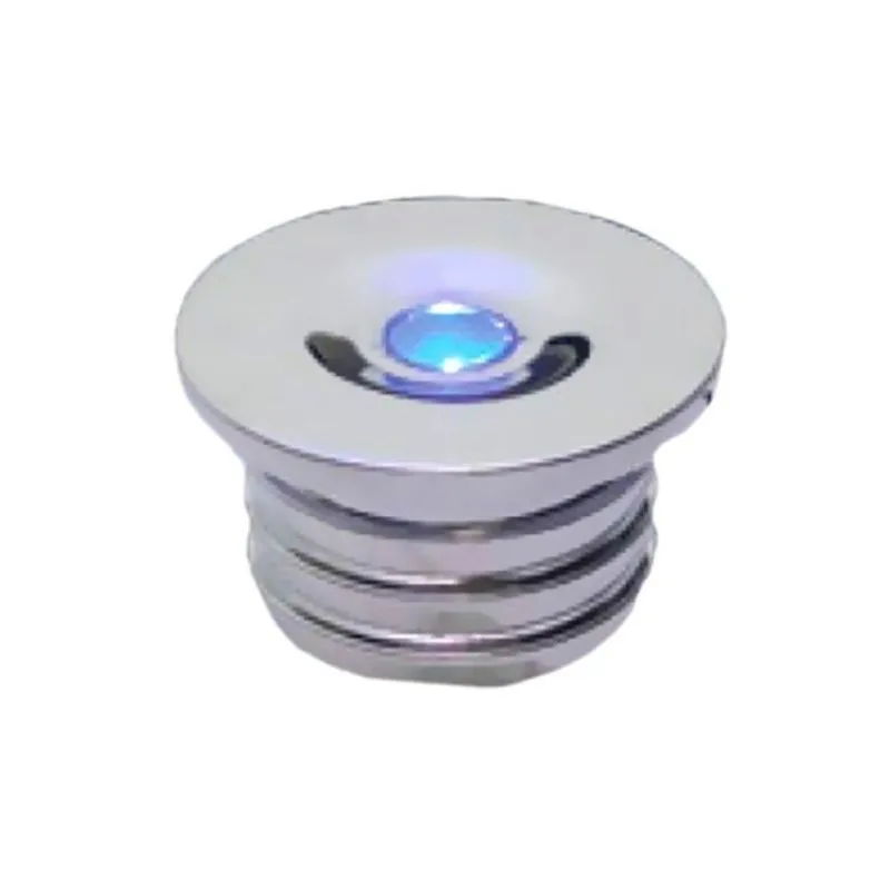 Luz De Cortesia Redonda Cromada 12/24v 1 Led Azul