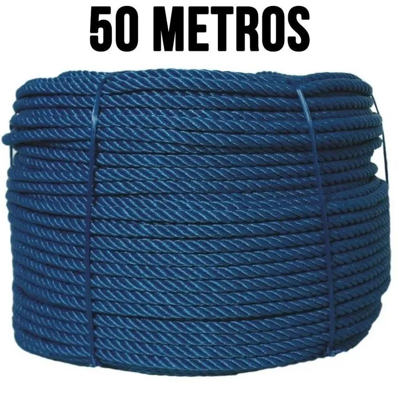 Rolo 50mts Corda Torcida Em Polietileno 16mm Azul Valor